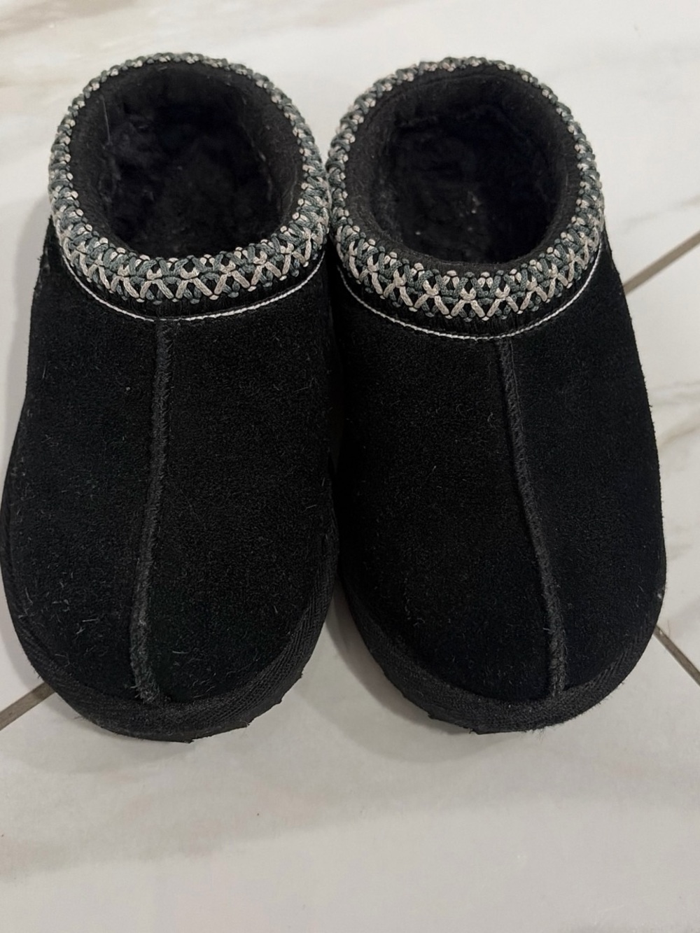 UGG Kids Black Slip-On Shearling Lined Mules
